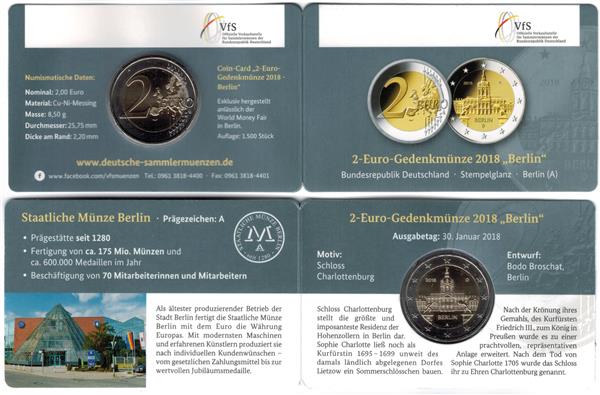 Grote foto duitsland 2 euro 2018 coincard charlottenburg berlijn a verzamelen munten overige