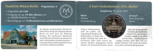 Grote foto duitsland 2 euro 2018 coincard charlottenburg berlijn a verzamelen munten overige