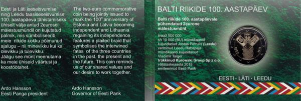 Grote foto estland 2 euro 2018 coincard baltische onafhankelijkheid verzamelen munten overige