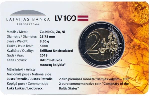 Grote foto letland 2 euro 2018 coincard baltische onafhankelijkheid verzamelen munten overige