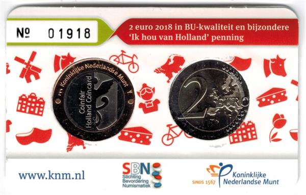 Grote foto nederland 2 euro 2018 coincard nr. 5 tulpen verzamelen munten overige