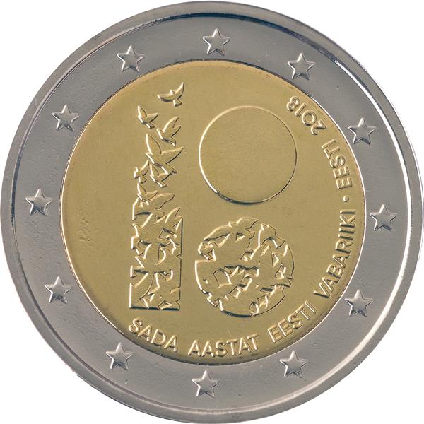 Grote foto estland 2 euro 2018 coincard 100 jaar onafhankelijkheid verzamelen munten overige