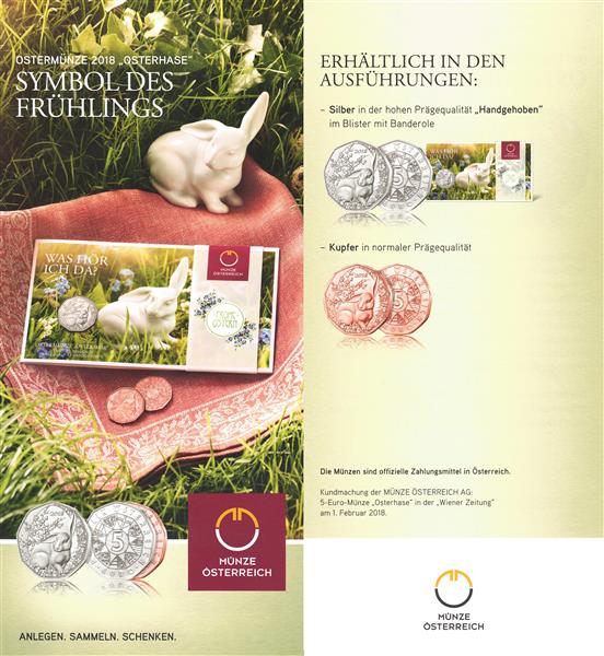 Grote foto oostenrijk 5 euro 2018 paashaas koper verzamelen munten overige