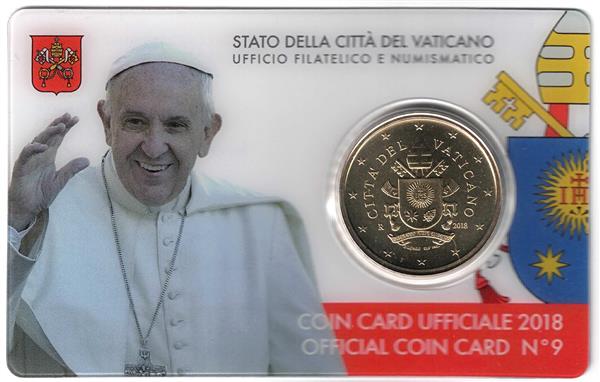 Grote foto vaticaan coincard 50 cent 2018 nummer 9 verzamelen munten overige