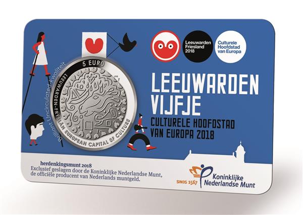 Grote foto nederland 5 euro 2018 leeuwarden coincard unc verzamelen munten overige