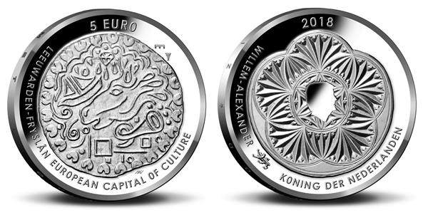 Grote foto nederland 5 euro 2018 leeuwarden eerste dag uitgifte verzamelen munten overige