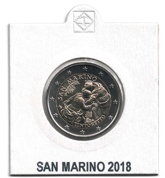 Grote foto san marino 2 euro 2018 tintoretto in munthouder verzamelen munten overige