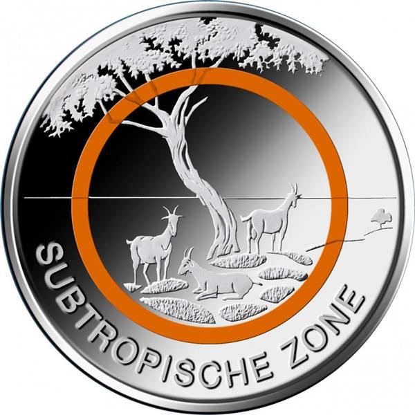 Grote foto duitsland 5 euro 2018 subtropische zone set van 5 verzamelen munten overige