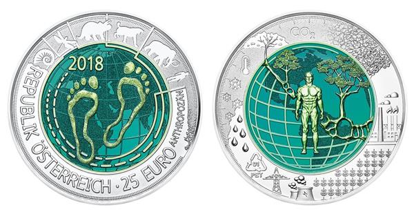 Grote foto oostenrijk 25 euro 2018 antropoceen verzamelen munten overige