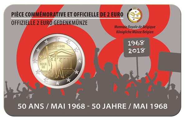 Grote foto belgi 2 euro 2018 studentenopstand 1968 coincard frans verzamelen munten overige