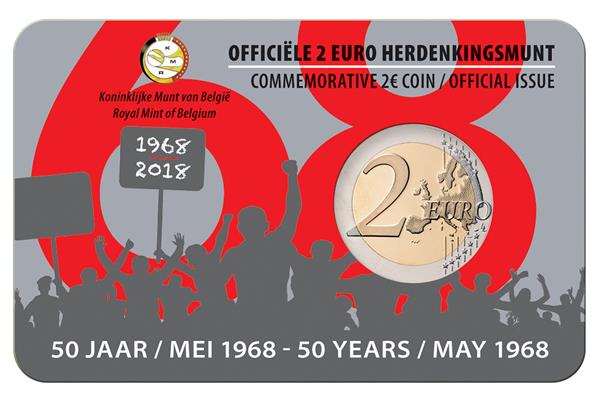 Grote foto belgi 2 euro 2018 studentenopstand 1968 coincard frans verzamelen munten overige