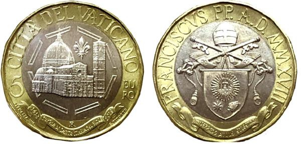 Grote foto vaticaan 5 euro 2018 kathedraal florence verzamelen munten overige