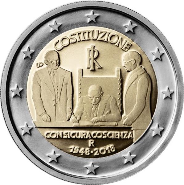 Grote foto itali 2 euro 2018 70 jaar grondwet verzamelen munten overige