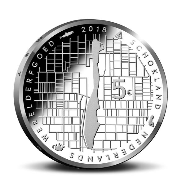 Grote foto nederland 5 euro 2018 schokland eerste dag van uitgifte verzamelen munten overige