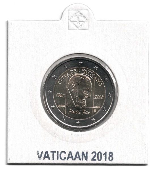 Grote foto vaticaan 2 euro 2018 padre pio in munthouder verzamelen munten overige