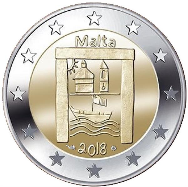 Grote foto malta 2 euro 2018 cultureel erfgoed coincard met muntteken verzamelen munten overige