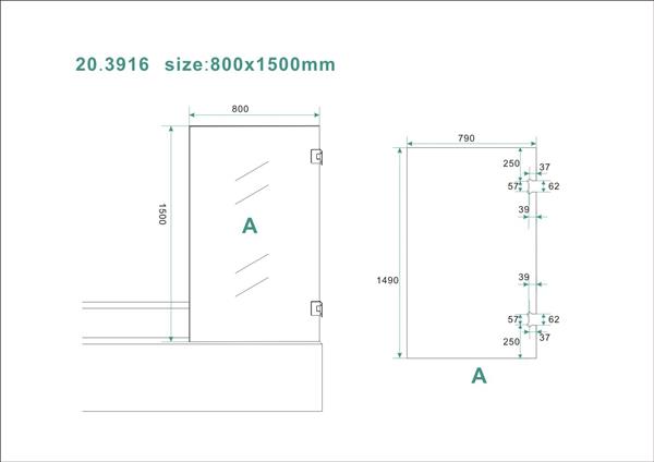 Grote foto profielloze draaibare badwand 800x1500 6mm nano doe het zelf en verbouw sanitair