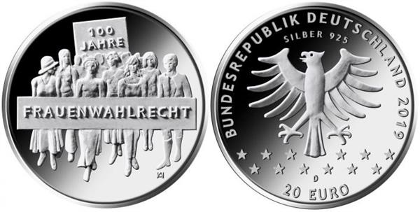 Grote foto duitsland 20 euro 2019 100 jaar vrouwenstemrecht verzamelen munten overige