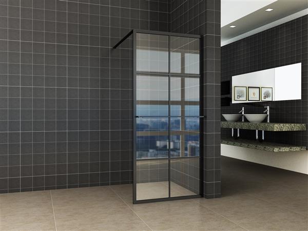 Grote foto inloop douche zwart raster handdoekhouder 10mm nano glas doe het zelf en verbouw sanitair
