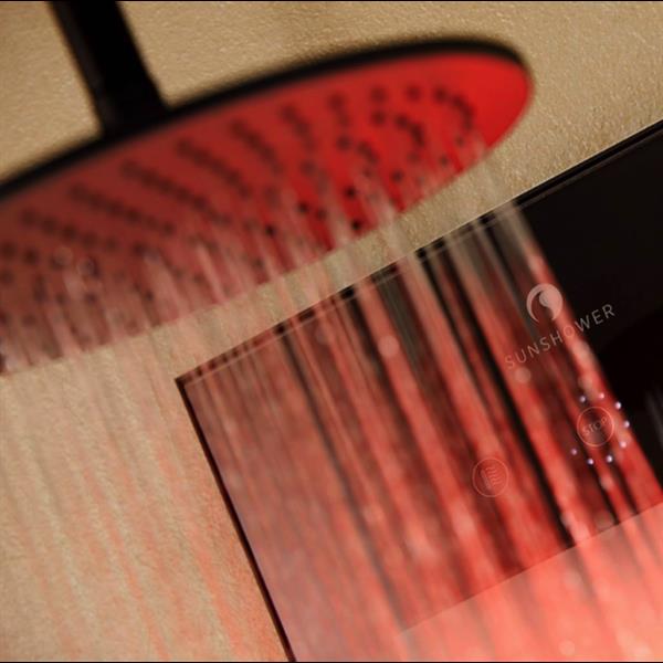 Grote foto sunshower square solo black opbouw infrarood beauty en gezondheid zonnebanken