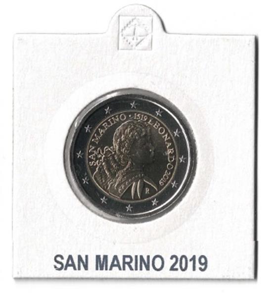 Grote foto san marino 2 euro 2019 leonardo da vinci in munthouder verzamelen munten overige