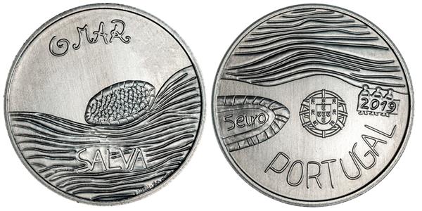 Grote foto portugal 5 euro 2019 de zee getekend door een kind verzamelen munten overige