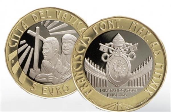 Grote foto vaticaan 5 euro 2019 wereld jongeren dagen verzamelen munten overige