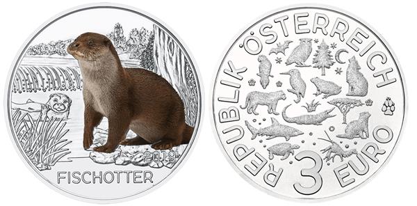Grote foto oostenrijk 3 euro 2019 otter verzamelen munten overige
