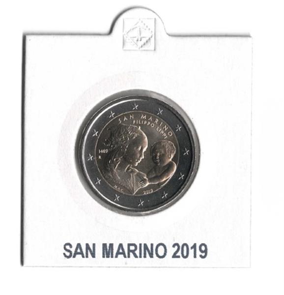 Grote foto san marino 2 euro 2019 filippo lippi in munthouder verzamelen munten overige