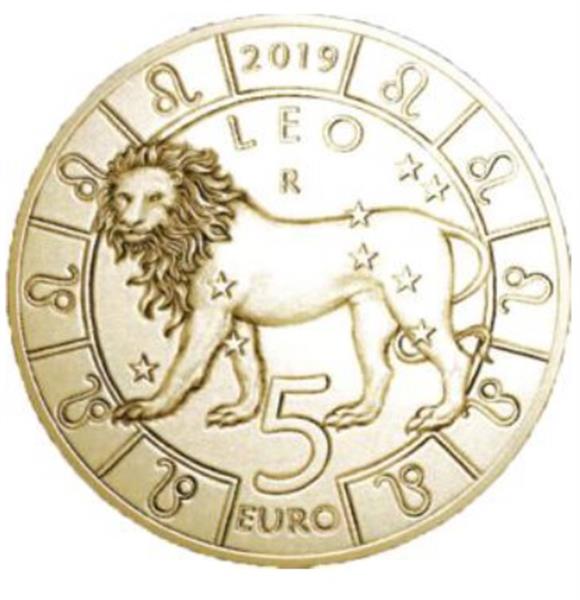 Grote foto san marino 5 euro 2019 zodiac leeuw verzamelen munten overige