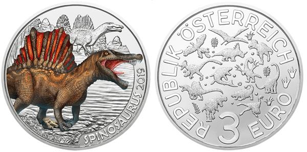 Grote foto oostenrijk 3 euro 2019 spinosaurus verzamelen munten overige