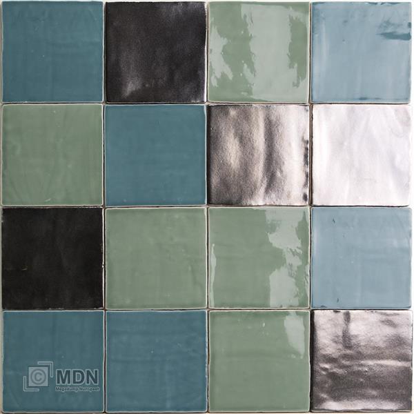 Grote foto platinum metallic groen en blauw mix handvorm tegels 13x13 doe het zelf en verbouw tegels