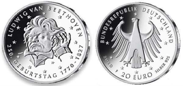 Grote foto duitsland 20 euro 2020 ludwig van beethoven verzamelen munten overige