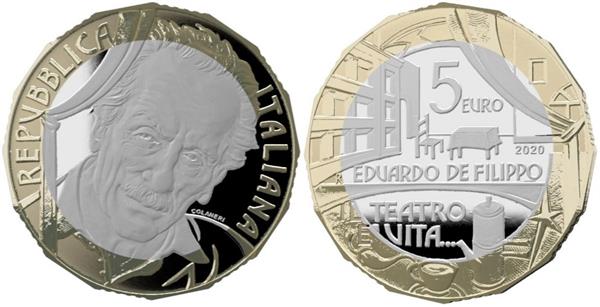 Grote foto itali 5 euro 2020 eduardo de filippo verzamelen munten overige