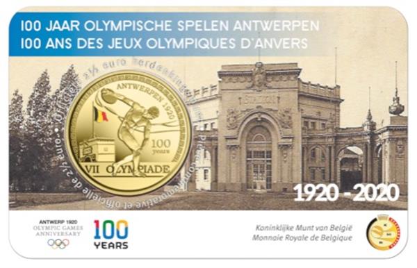 Grote foto belgi 2 5 euro 2020 olympische spelen antwerpen gekleurd verzamelen munten overige