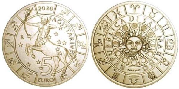 Grote foto san marino 5 euro 2020 zodiac boogschutter verzamelen munten overige