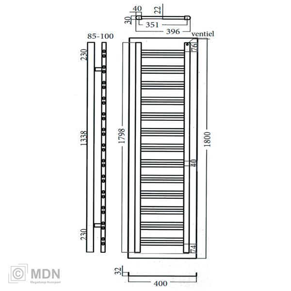 Grote foto badkamer radiator square 1800x400 mm mat zwart doe het zelf en verbouw sanitair