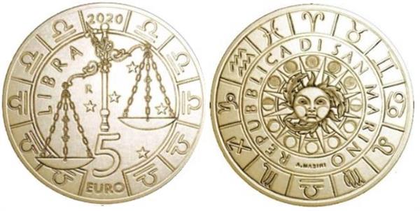 Grote foto san marino 5 euro 2020 zodiac weegschaal verzamelen munten overige