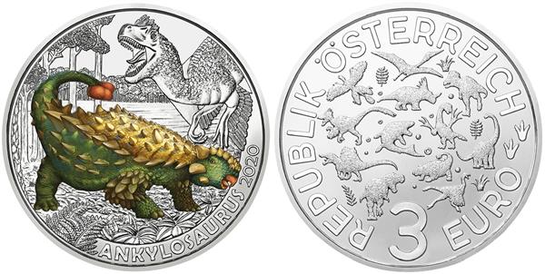 Grote foto oostenrijk 3 euro 2020 ankylosaurus verzamelen munten overige