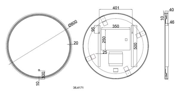 Grote foto maro spiegel 800mm rond led matzwart huis en inrichting woningdecoratie