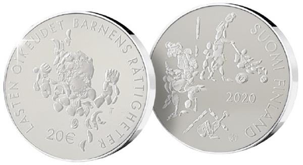 Grote foto finland 20 euro 2020 100 jaar kinderwelzijn verzamelen munten overige