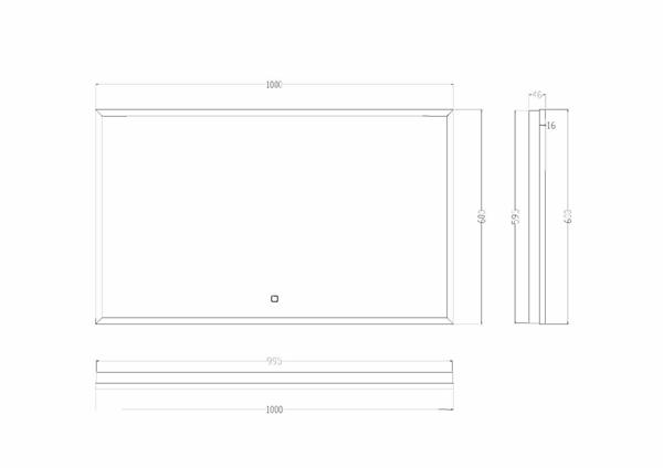 Grote foto rechthoekige condensvrije led spiegel 1000x600 matzwart huis en inrichting woningdecoratie