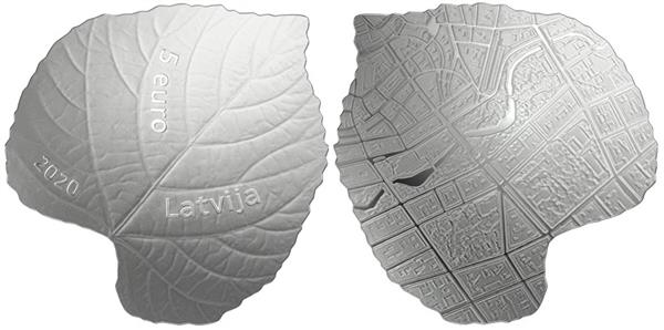 Grote foto letland 5 euro 2020 linde blad verzamelen munten overige