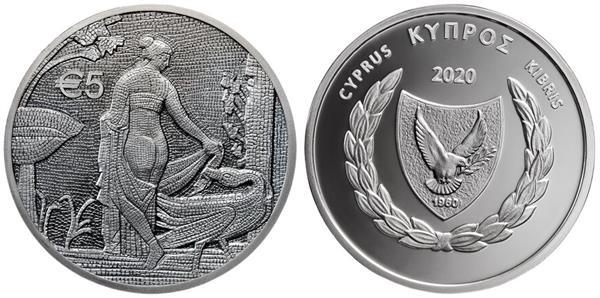 Grote foto cyprus 5 euro 2020 leda en de zwaan verzamelen munten overige