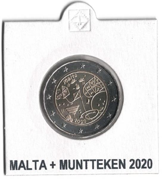 Grote foto malta 2 euro 2020 spelletjes met muntteken in munthouder verzamelen munten overige