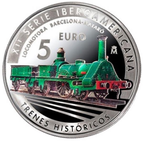 Grote foto spanje 5 euro 2020 historische treinen verzamelen munten overige