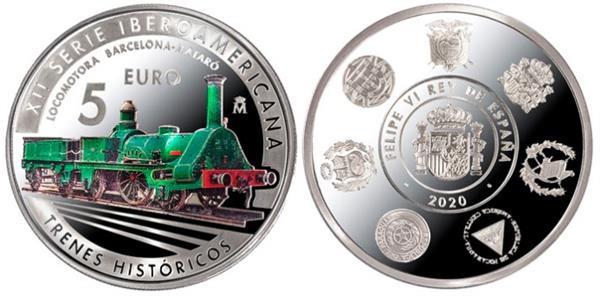 Grote foto spanje 5 euro 2020 historische treinen verzamelen munten overige