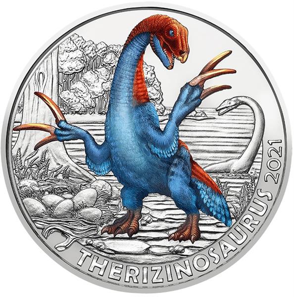 Grote foto oostenrijk 3 euro 2021 therizinosaurus verzamelen munten overige