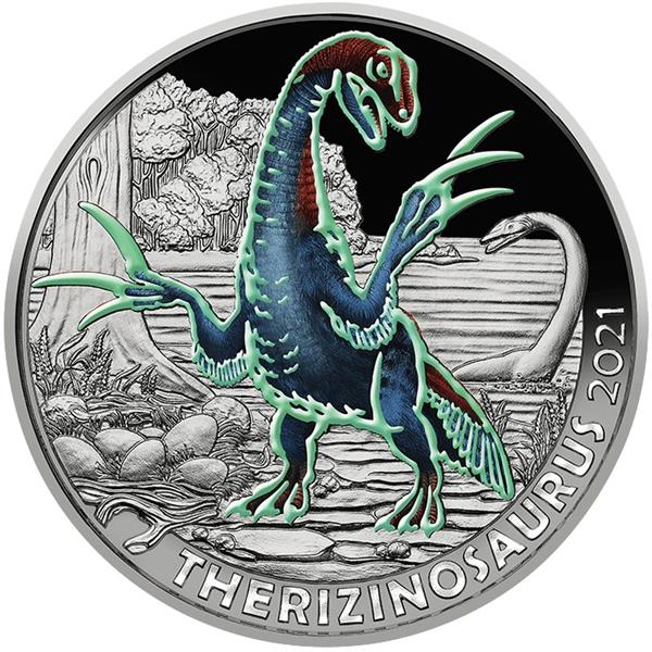 Grote foto oostenrijk 3 euro 2021 therizinosaurus verzamelen munten overige