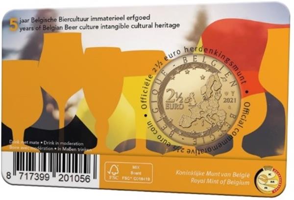 Grote foto belgi 2 5 euro 2021 biercultuur coincard frans verzamelen munten overige